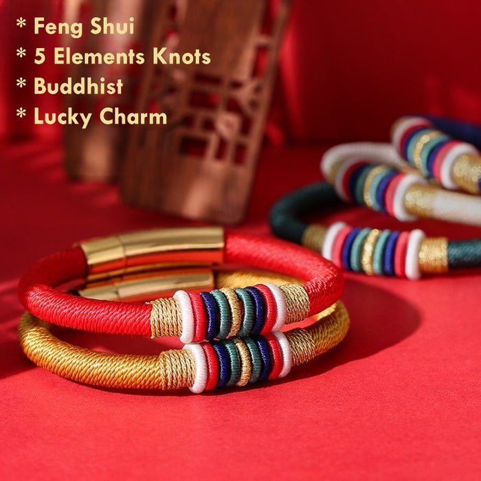 Handmade Feng Shui 5 Elements Bracelet – Red String Buddhist Charm
