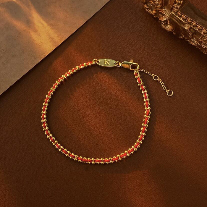 Elegant Red Thread Gold Bracelet for Daily Wear