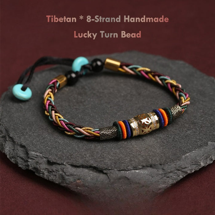 handmade tibetan buddhist 8-strand bracelet lucky turn bead protection amulet