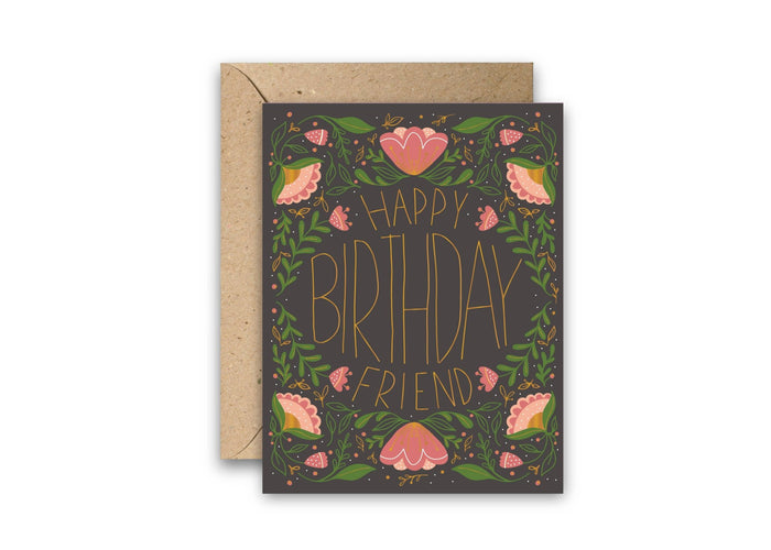 Happy Birthday Friend Gold Foil Greeting Card - The Regal Find