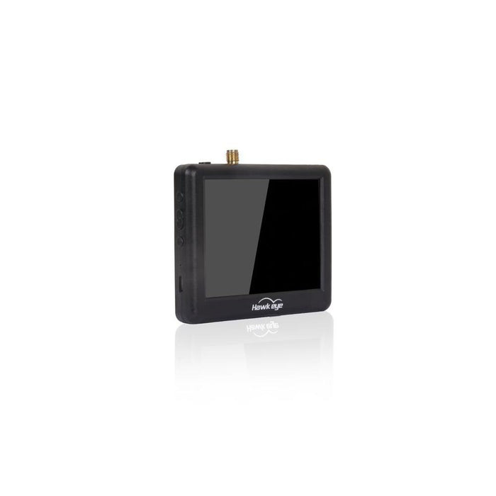Hawk Eye FPV monitor for drone pilots, compact black display with antenna, ideal for UAV mapping and inspection