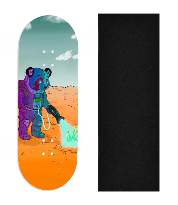 Teak Tuning Heat Transfer Graphic Wooden Fingerboard Deck, Design Contest 2024 Winner, @digitalprizefight - "Space Roots" 32mm Deck