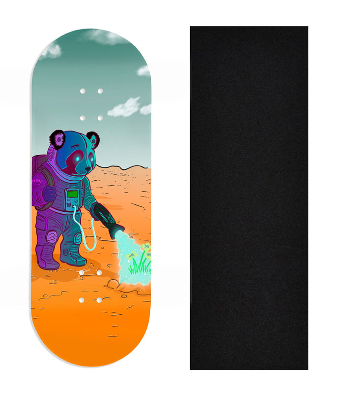 Teak Tuning Heat Transfer Graphic Wooden Fingerboard Deck, Design Contest 2024 Winner, @digitalprizefight - "Space Roots" 34mm Deck