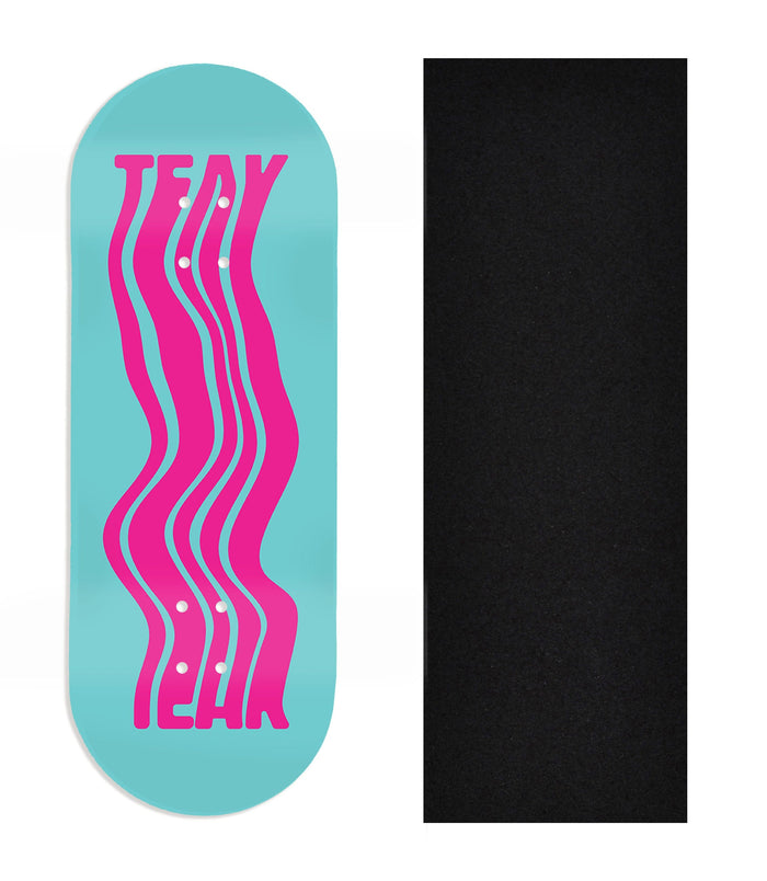 Teak Tuning Heat Transfer Graphic Wooden Fingerboard Deck, Design Contest 2025 Winner, @1988grfx - "Pink Motion" 34mm Deck