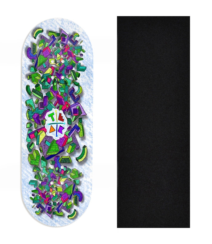 Teak Tuning Heat Transfer Graphic Wooden Fingerboard Deck, Design Contest 2025 Winner, @Connor_creates - "Shape Shift" 32mm Deck