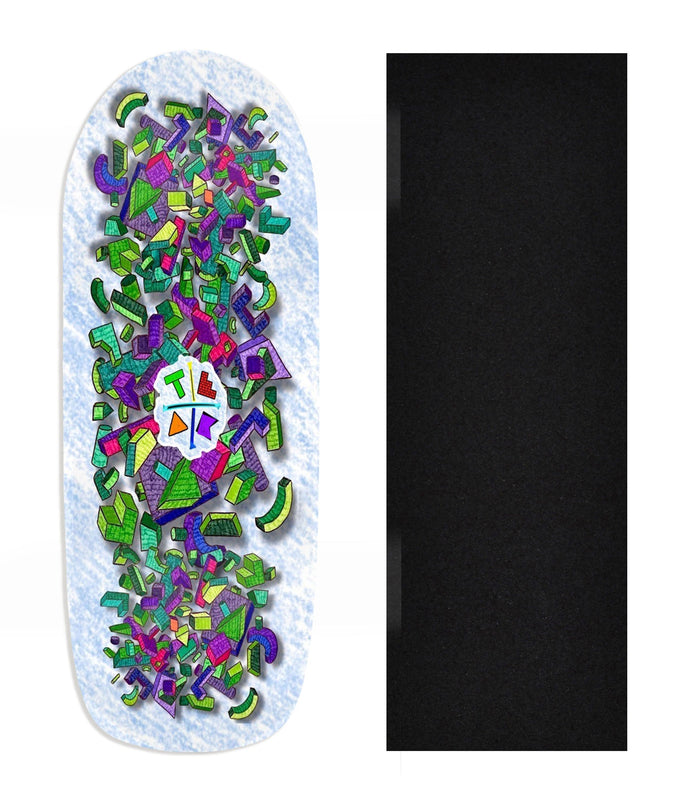 Teak Tuning Heat Transfer Graphic Wooden Fingerboard Deck, Design Contest 2025 Winner, @Connor_creates - "Shape Shift" Poolparty Deck