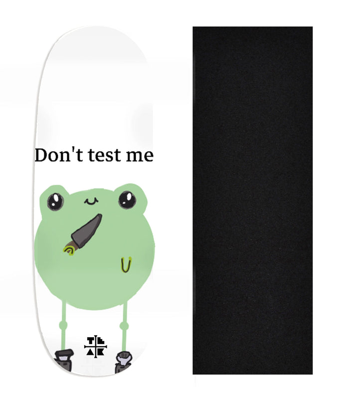 Teak Tuning Heat Transfer Graphic Wooden Fingerboard Deck, Design Contest 2025 Winner, Eddy G - "Don't Test Me" Ohhh Deck