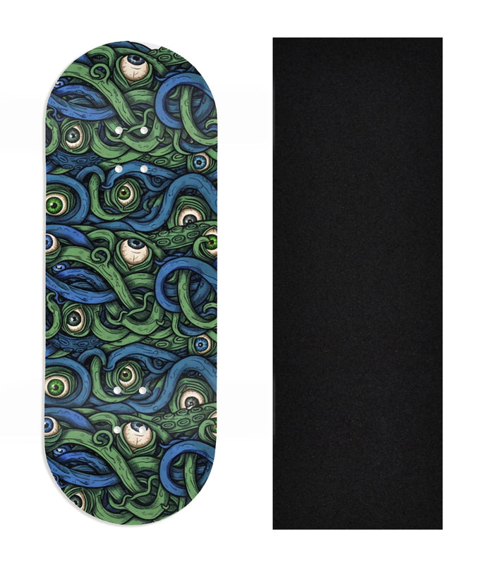 Teak Tuning Heat Transfer Graphic Wooden Fingerboard Deck, Design Contest 2025 Winner, @Gringo27131 - "Tentacle Vision" 34mm Deck