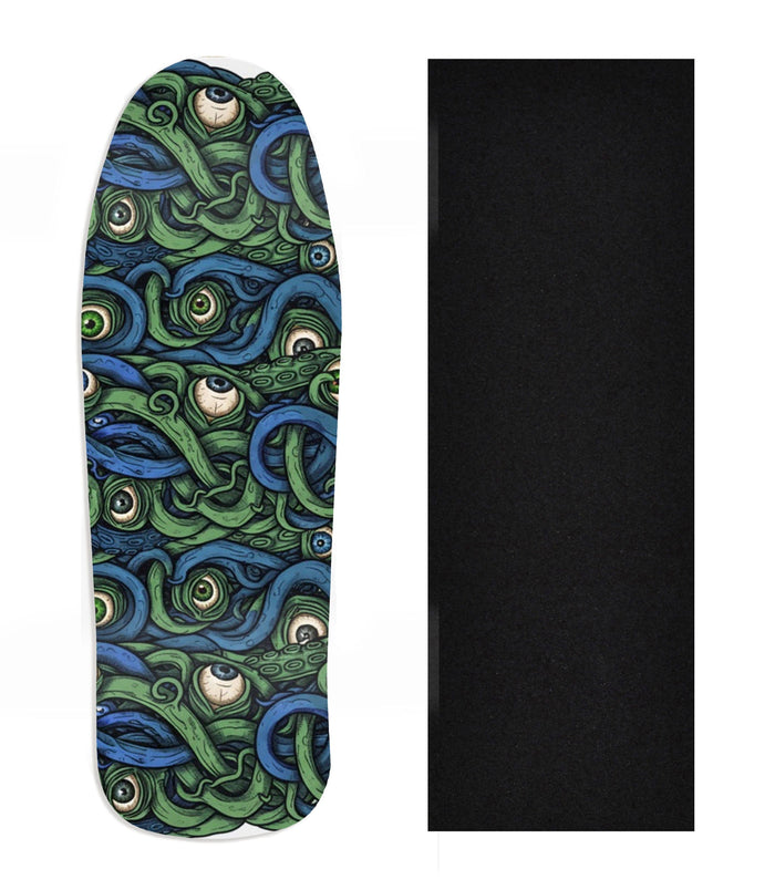 Teak Tuning Heat Transfer Graphic Wooden Fingerboard Deck, Design Contest 2025 Winner, @Gringo27131 - "Tentacle Vision" Carlsbad Cruiser Deck