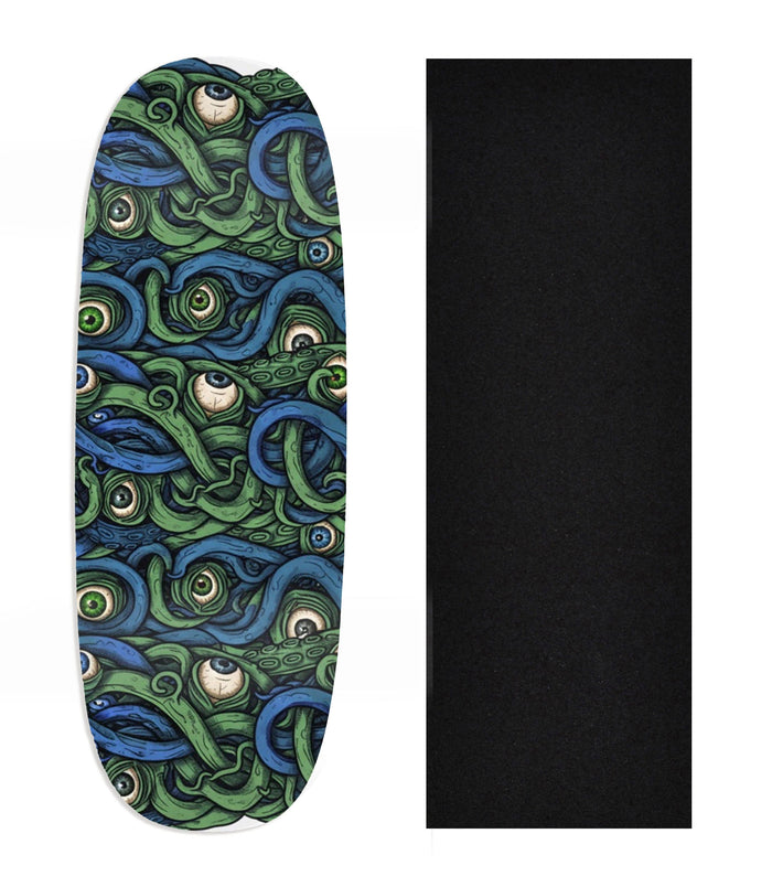 Teak Tuning Heat Transfer Graphic Wooden Fingerboard Deck, Design Contest 2025 Winner, @Gringo27131 - "Tentacle Vision" Ohhh Deck