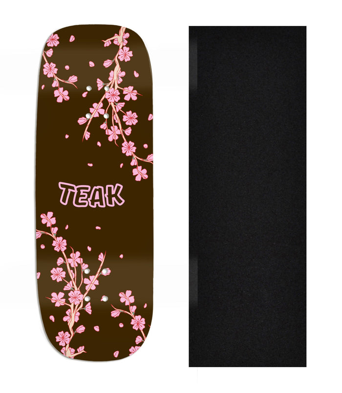 Teak Tuning Heat Transfer Graphic Wooden Fingerboard Deck, Design Contest 2025 Winner, @Holo.fb - "Blossom" Boxy Deck