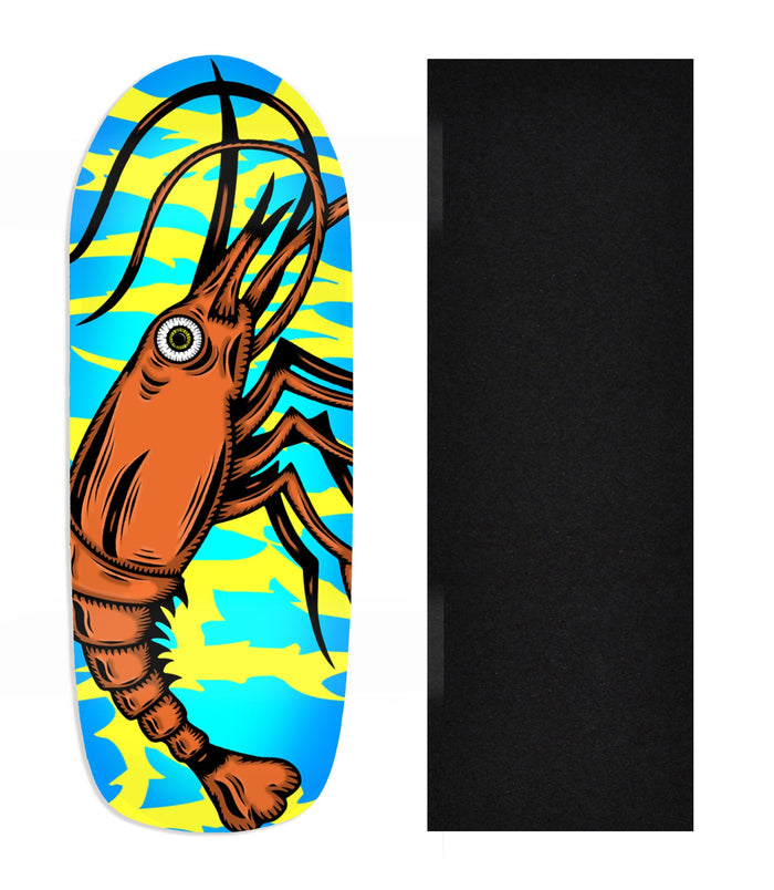 Teak Tuning Heat Transfer Graphic Wooden Fingerboard Deck, Design Contest 2025 Winner, @Shaun_Draws_Eyes - "Neon Shrimp" Poolparty Deck