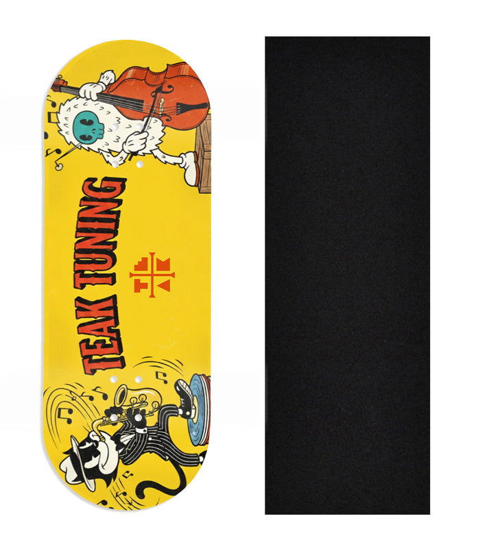 Teak Tuning Heat Transfer Graphic Wooden Fingerboard Deck, Design Contest 2025 Winner, @spicy.fb - "Jazz Tunes" 34mm Deck