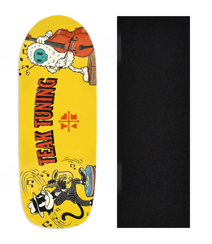 Teak Tuning Heat Transfer Graphic Wooden Fingerboard Deck, Design Contest 2025 Winner, @spicy.fb - "Jazz Tunes" Poolparty Deck