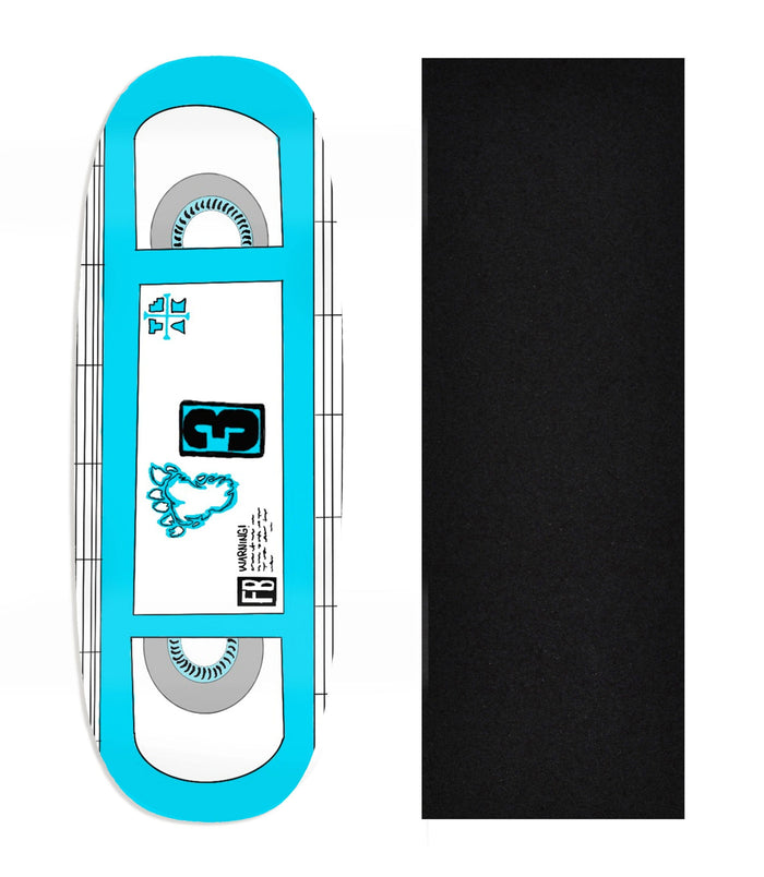 Teak Tuning Heat Transfer Graphic Wooden Fingerboard Deck, Design Contest 2025 Winner, @thefingerboardingdad - "VHS" Ohhh Deck