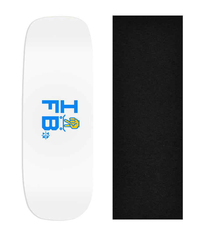 Teak Tuning Heat Transfer Graphic Wooden Fingerboard Deck, "I [SKATE] FB" (White) Boxy Deck