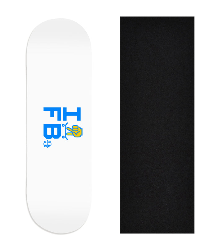 Teak Tuning Heat Transfer Graphic Wooden Fingerboard Deck, "I [SKATE] FB" (White) 29mm Deck