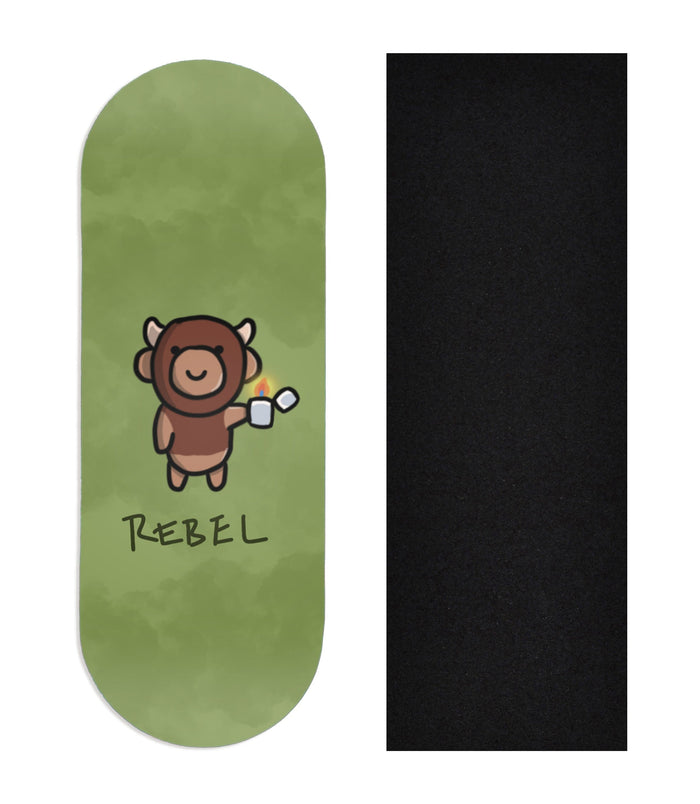 Teak Tuning Heat Transfer Graphic Wooden Fingerboard Deck, "@trumanlum - Entry 130" 34mm Deck