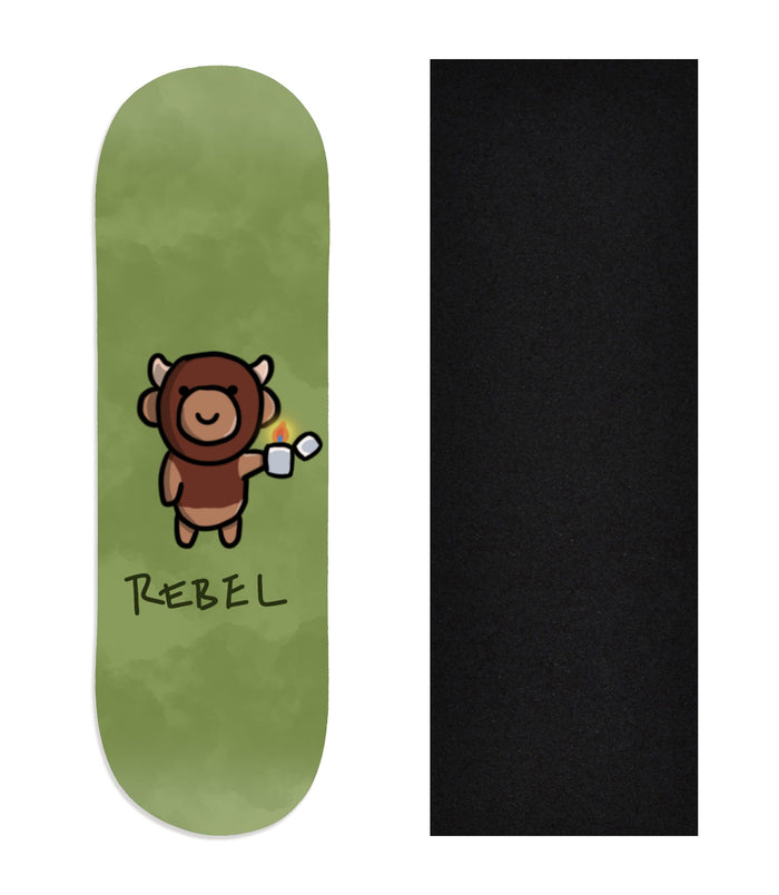 Teak Tuning Heat Transfer Graphic Wooden Fingerboard Deck, "@trumanlum - Entry 130" 29mm Deck