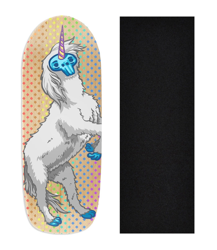 Teak Tuning Heat Transfer Graphic Wooden Fingerboard Deck, "Yeticorn" Poolparty Deck