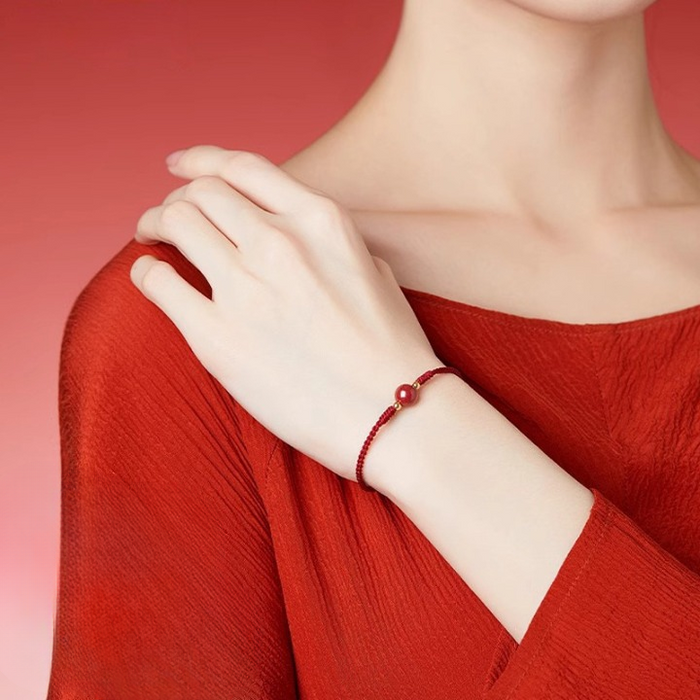 Handmade Cinnabar Red String Bracelet for Prosperity and Positive Energy