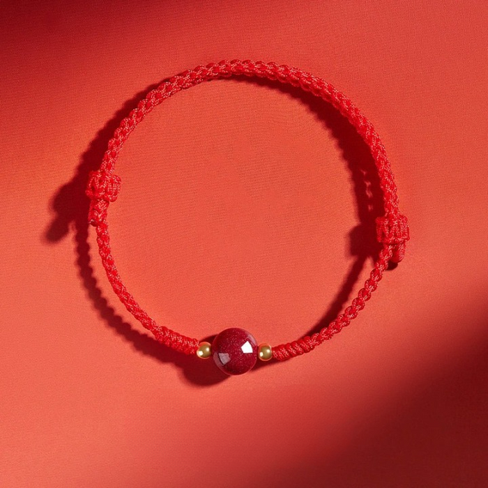 Cinnabar Energy Bracelet with Red Thread for Strength and Fortune