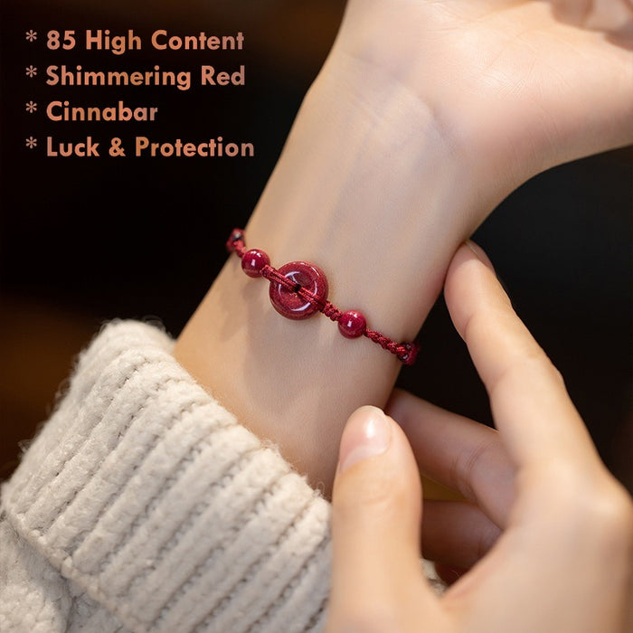 High Content Red Cinnabar Donut Red String Bracelet Feng Shui Jewelry