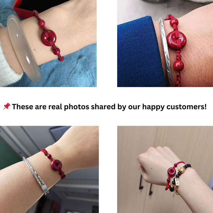 Feng Shui Cinnabar Red String Charm Bracelet for Luck