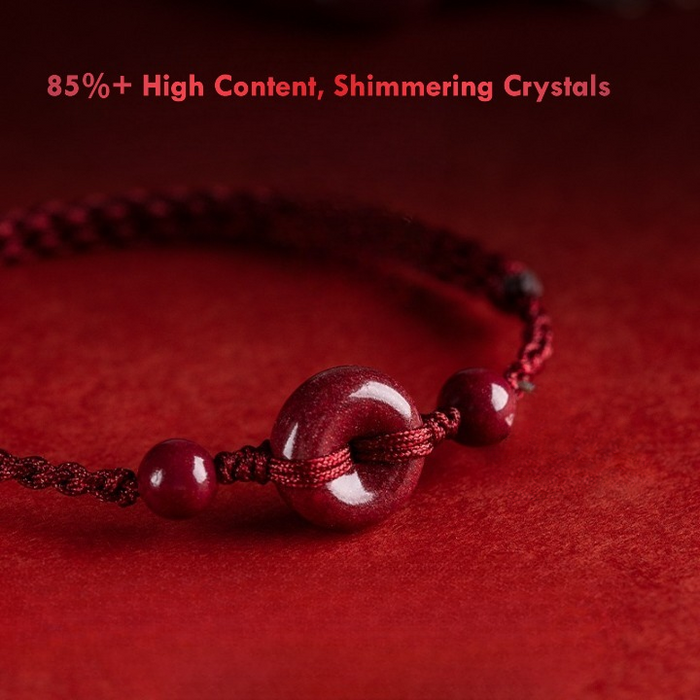 Cinnabar Donut Bead on Red String Bracelet Symbol of Harmony