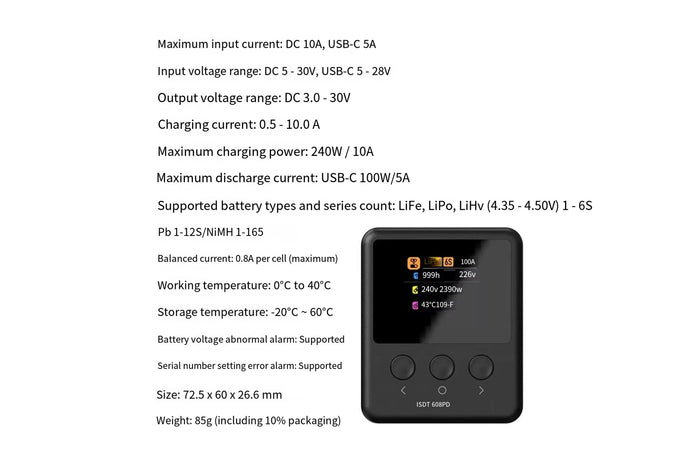 ISDT 608PD 1-6S Balance Charger for RC Models