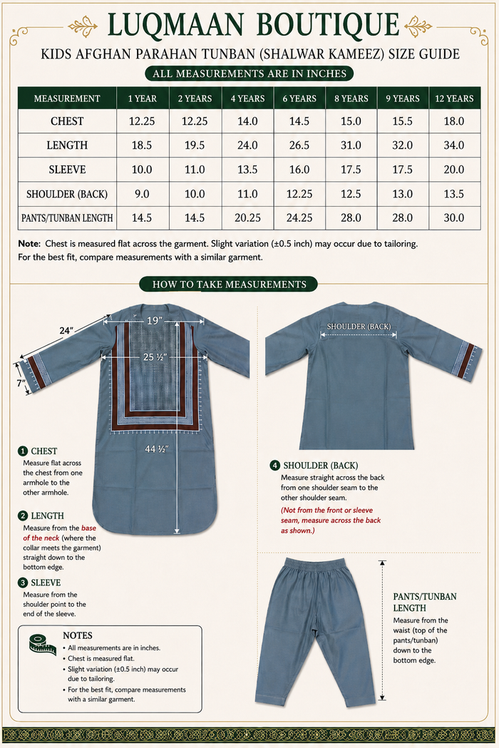 Kids Afghan Parahan Tunban (Yakhandozi ) – Forest Green Embroidered Traditional Outfit for Boys Design 24