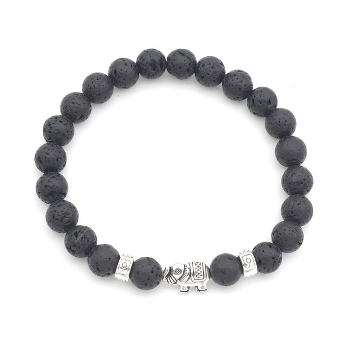 Healing crystal lava stone elephant bracelet stretch fit 8mm beads