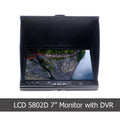 7-inch LCD 5802D monitor with DVR for drone FPV, featuring sunshade hood and control buttons