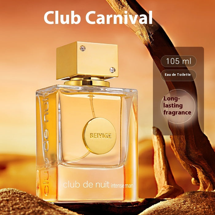 Perfume bottle with gold cap on a textured background