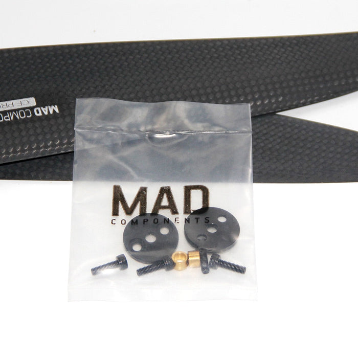 MAD Components drone hardware kit with carbon fiber parts and mounting hardware for UAV assembly