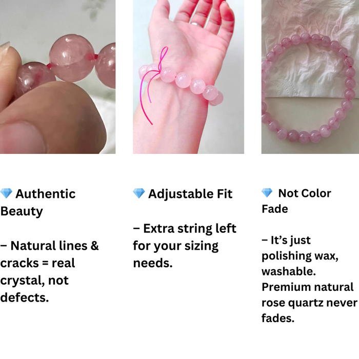 Madagascar rose quartz gemstone beads bracelet