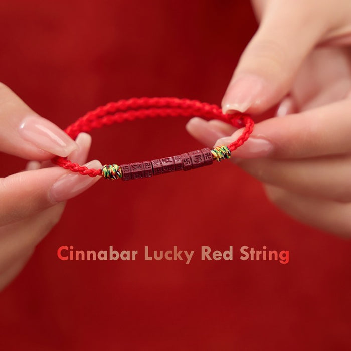Mani Mantra Cinnabar Red String Bracelet – Feng Shui Good Luck Charm