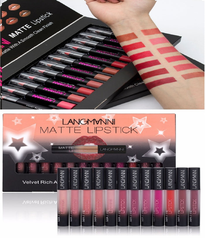 Matte Lipstick Set — 12 Shades, Waterproof & Long-Lasting