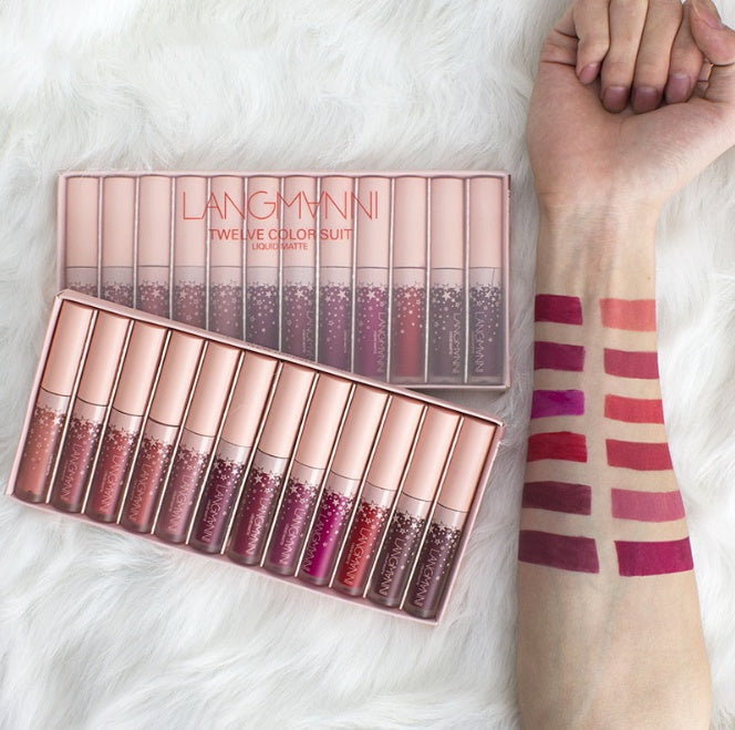 Matte Lipstick Set — 12 Shades, Waterproof & Long-Lasting