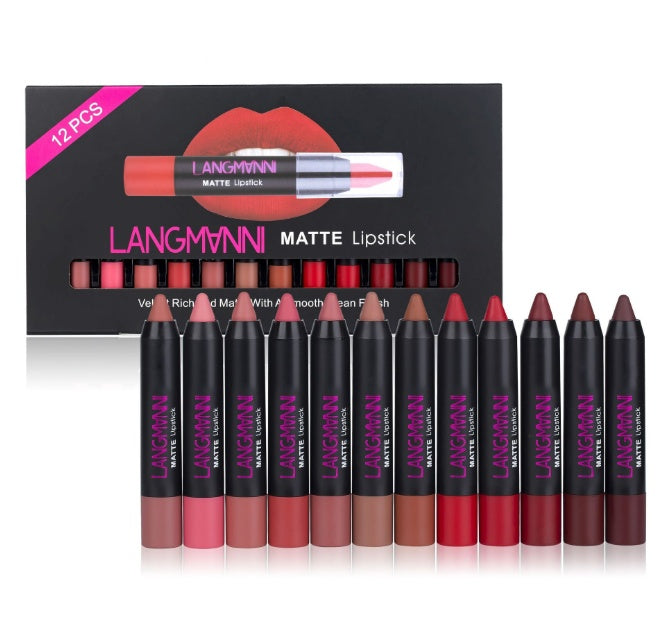 Matte Lipstick Set — 12 Shades, Waterproof & Long-Lasting
