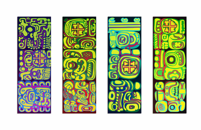 Teak Tuning Mayan Carvings Collection (4 Wraps) - Artist Collaboration Deck Graphic Wrap Set - 35mm x 110mm