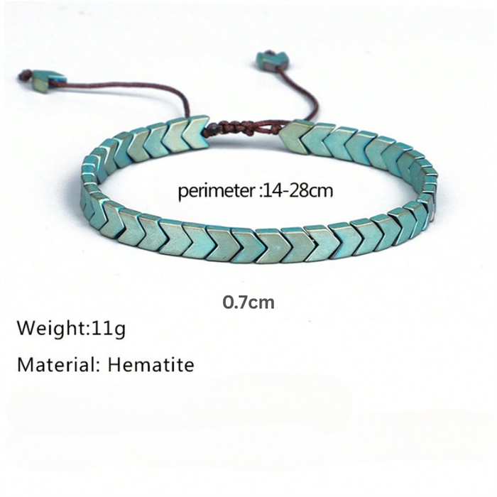 Adjustable Men's Hematite Arrow Bracelet Waterproof Jewelry