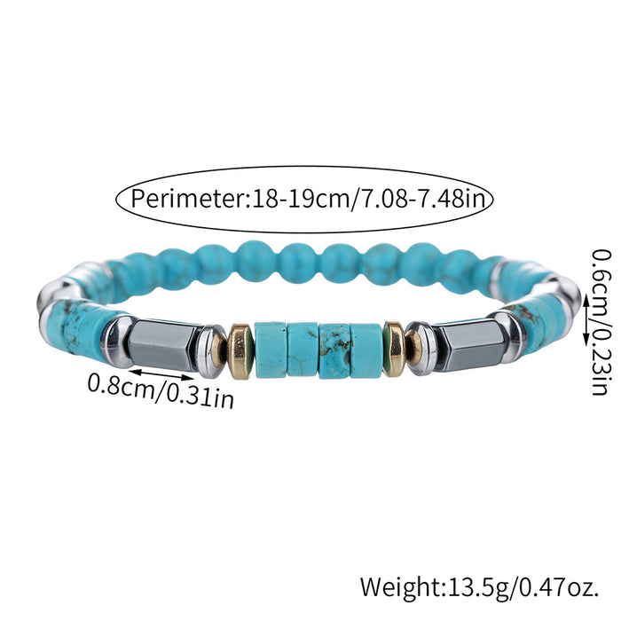 Unisex Natural Stone Bracelet – Hematite & Turquoise