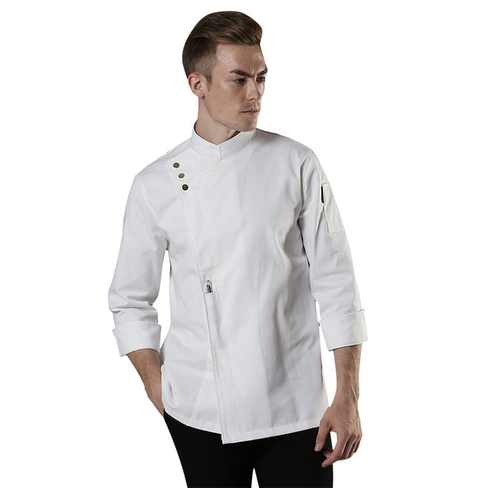 Men's Long-Sleeve Chef Coat – Moisture-Wicking Polyester Kitchen Workwear Uniform