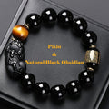 Men’s Pixiu Black Obsidian Wealth Bracelet Close-up