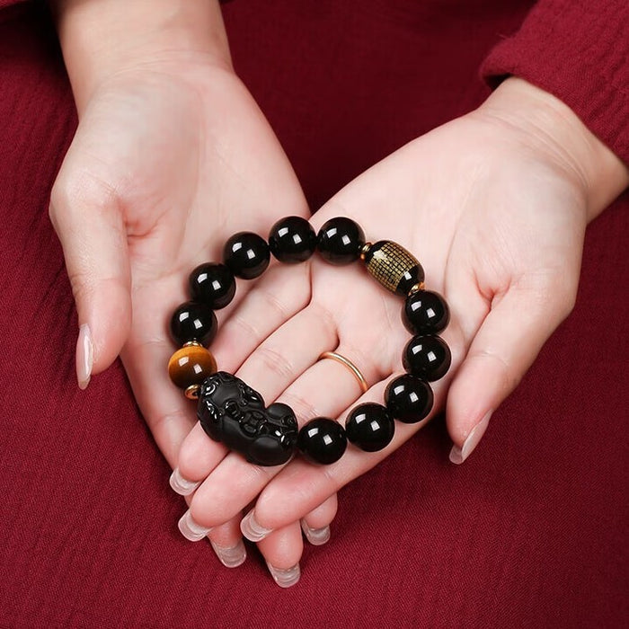Feng Shui Money Luck Bracelet for Men with Tiger Eye Power Bead