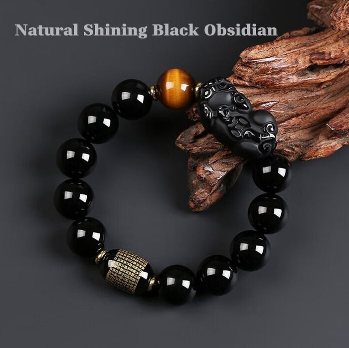 Feng Shui Money Luck Bracelet for Men with Tiger Eye Power Bead