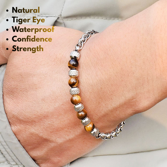 men's tiger eye bracelet for confidence and protection