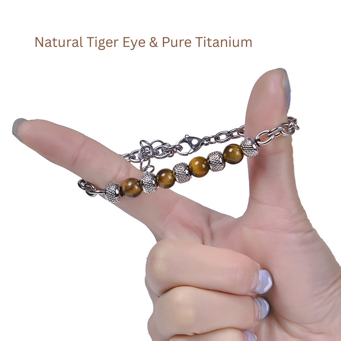 waterproof tiger eye bracelet with stainless steel chain