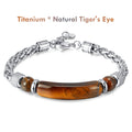 Men’s Tiger Eye Bracelet Titanium Steel Strength Design